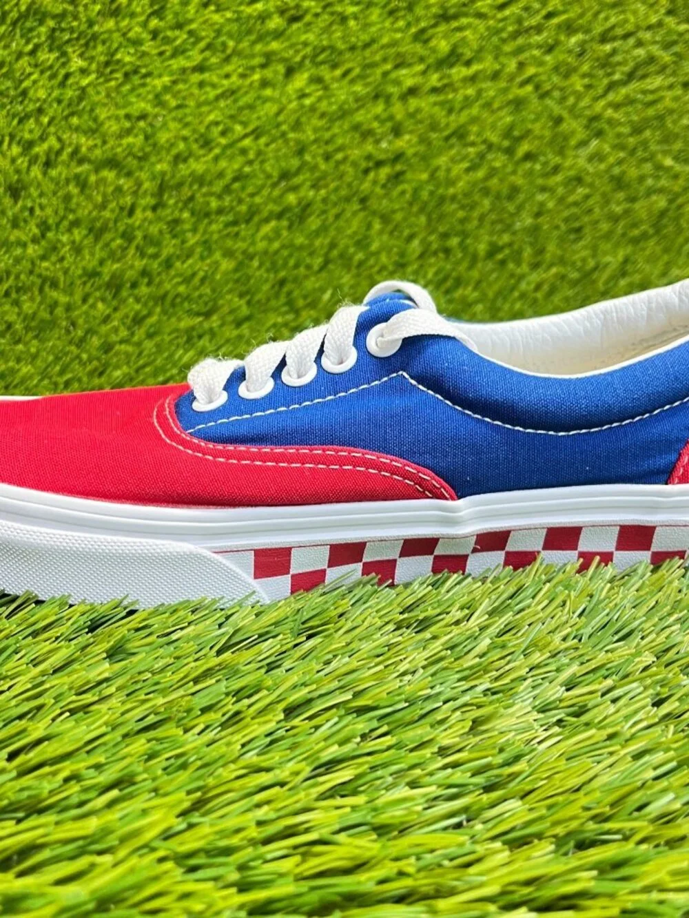 Vans Era BMX Checkerboard Womens Size 8 Red Blue Athletic Skate Shoes Sneakers